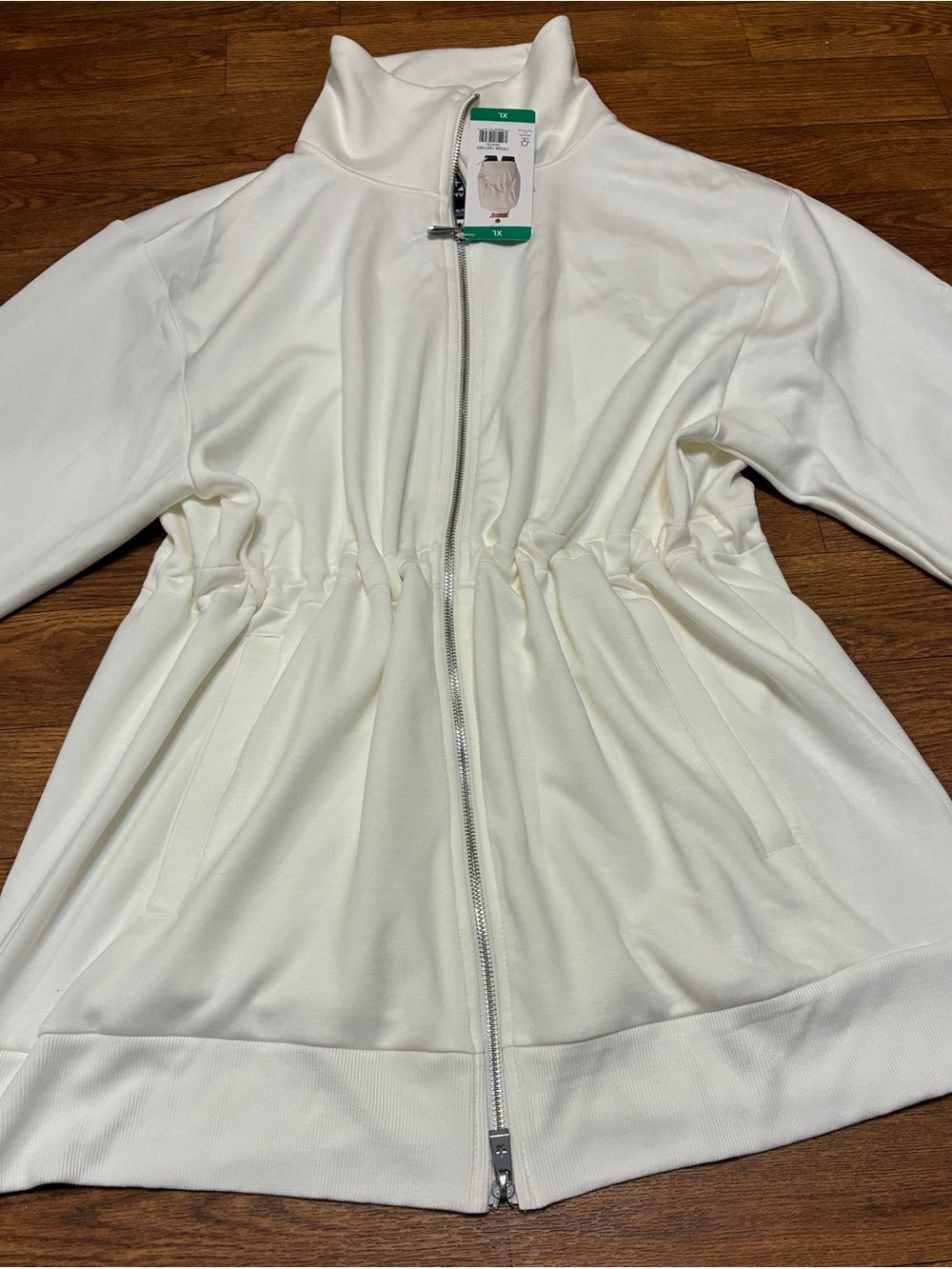 Converse Women's Cream Zip-Front Drawstring Waist Utility Jacket NWT